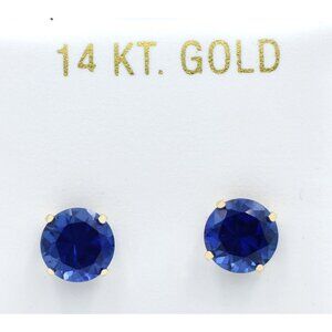 Genuine 2.26 Cts Blue Sapphire Stud Earrings 14k Gold